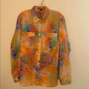 Ralph Lauren, Paisley Orange,Blue&Green,Button Top